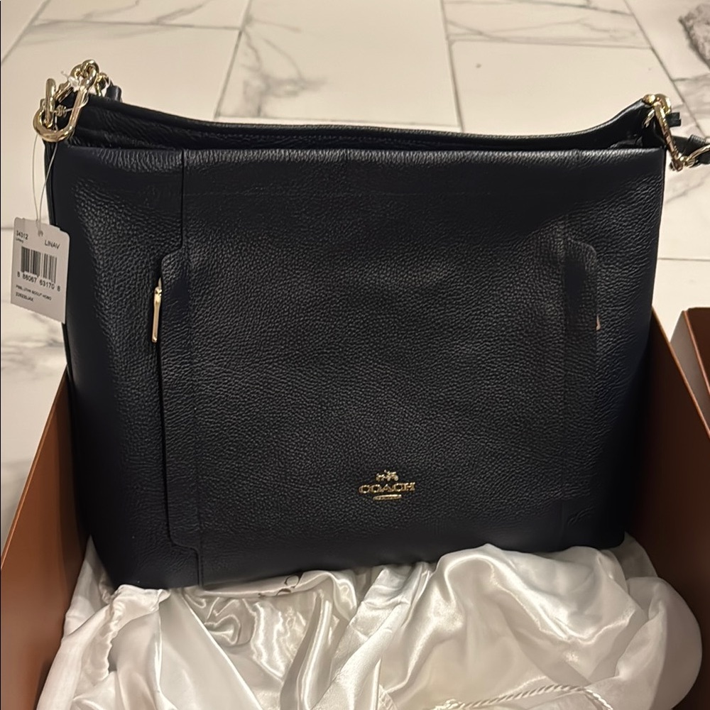 Coach Midnight Blue Leather Shoulder Bag